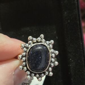 Elegant Silver and Black Stone Ring